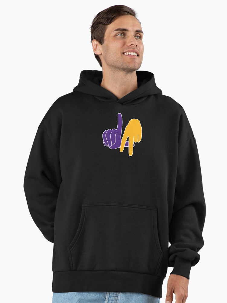 LA Lakers Hand Sign Streetwear Hoodie - Premium Oversized Cotton Black