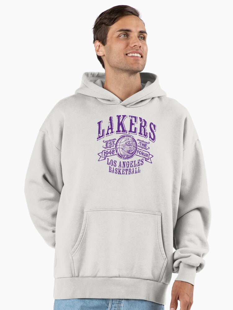 Vintage LA Lakers Basketball Hoodie - Retro Premium Oversized Fit Bone