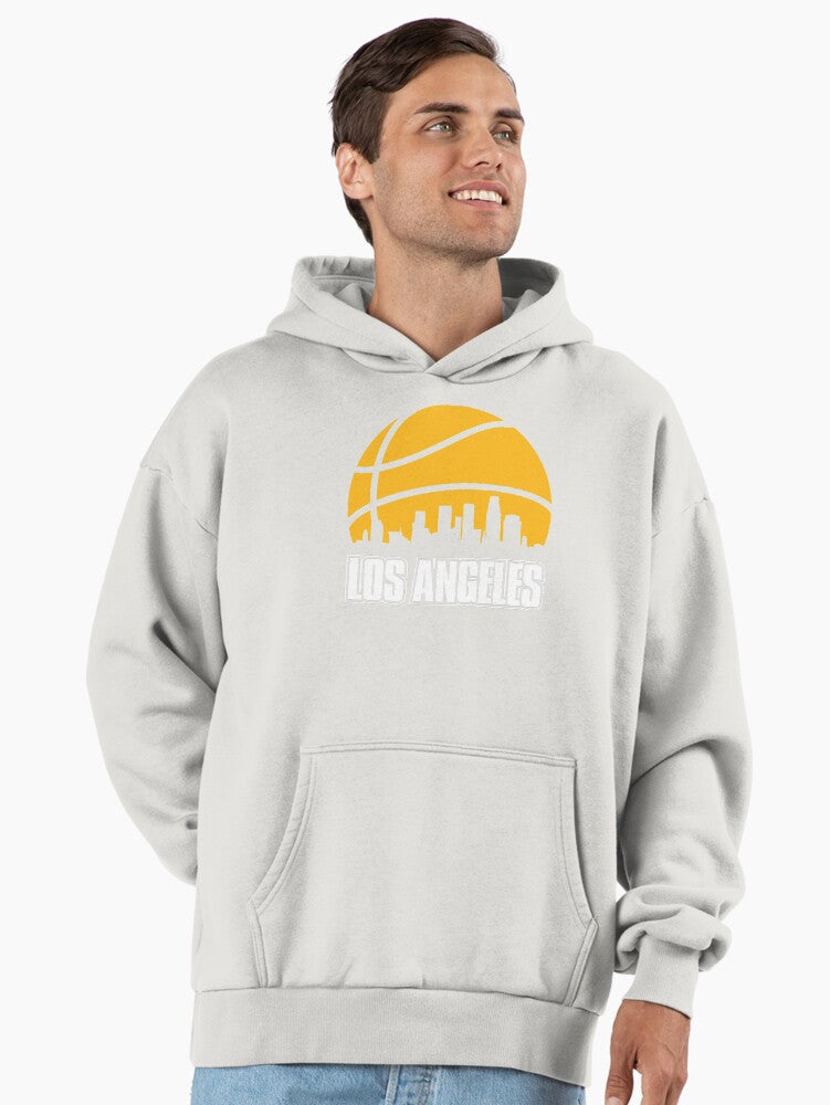Retro Lakers LA City Skyline Hoodie - Premium Vintage Aesthetic Bone